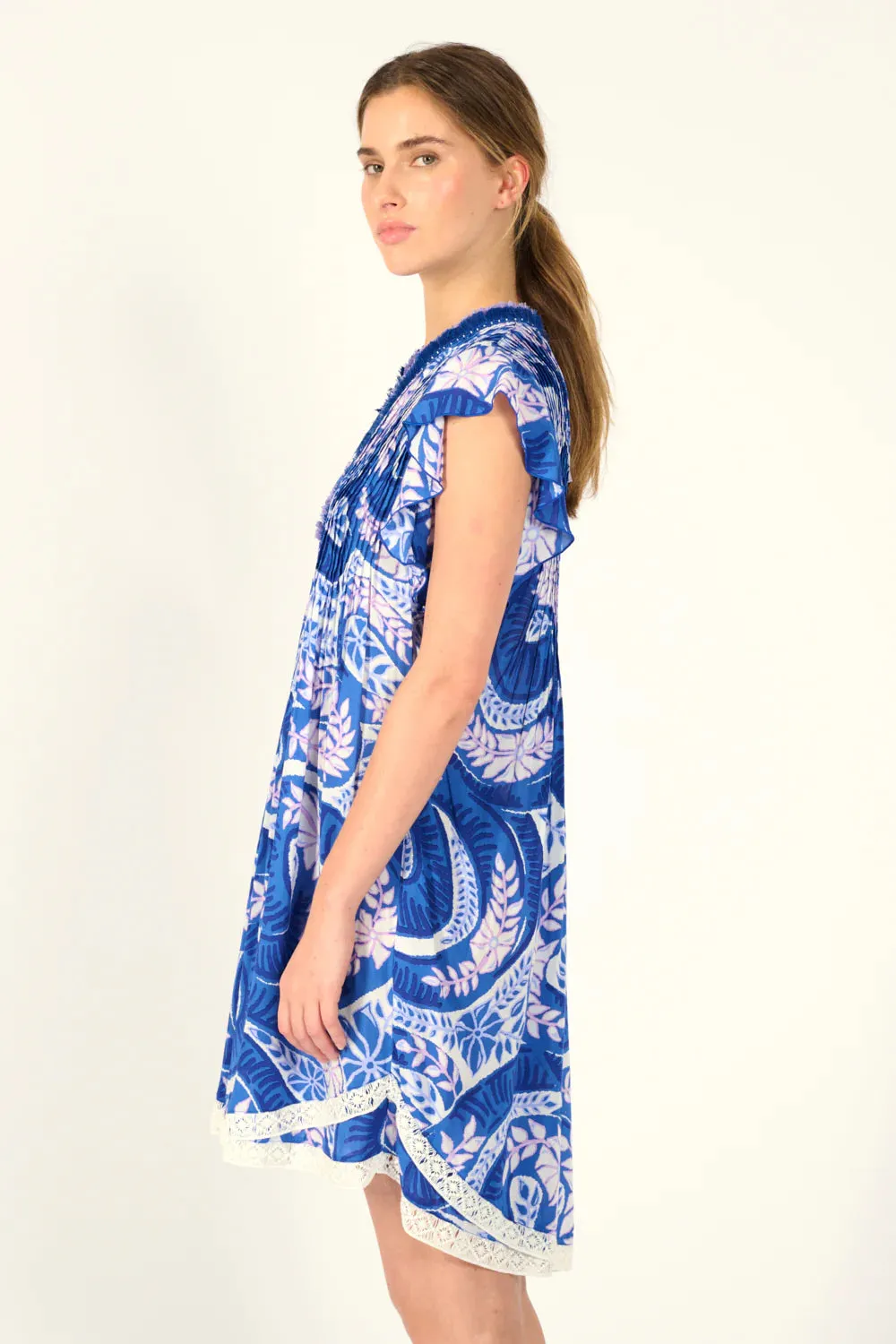 Sasha Mini Dress in Blue Holy Snake sold by Beau & Ro product image thumbnail 4
