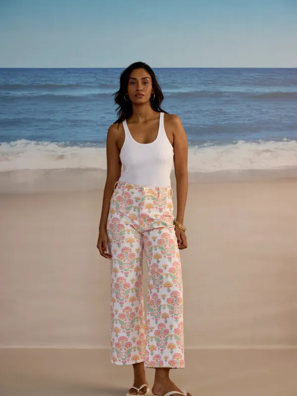 Disco Pant in Big Geranium Print made by Beau & Ro