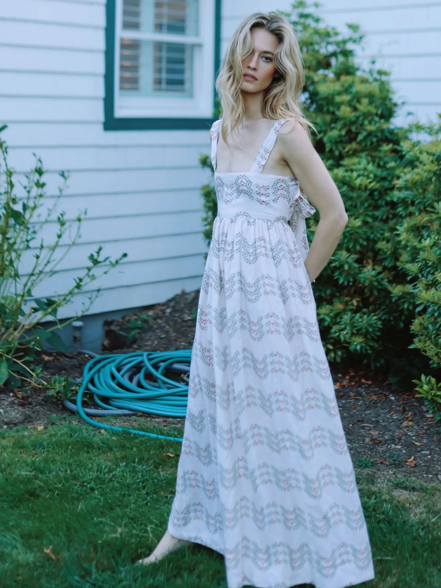 Beatrice Dress in Floral Trellis sold by Beau & Ro