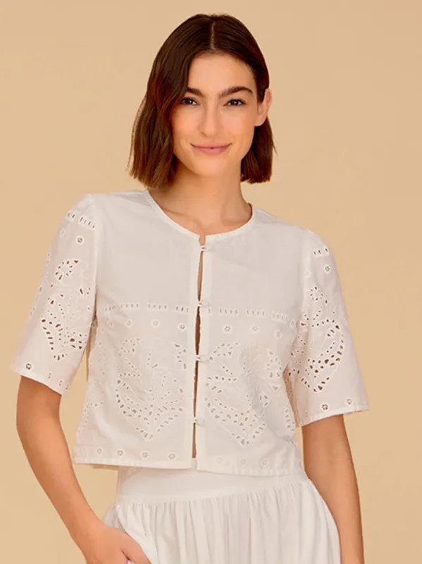 Heidi Top in White Embroidery made by Olivia by Livro