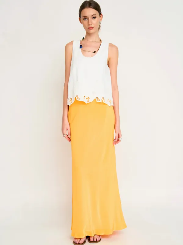 Charleston Tank in White Embroidered Deco made by Mirth