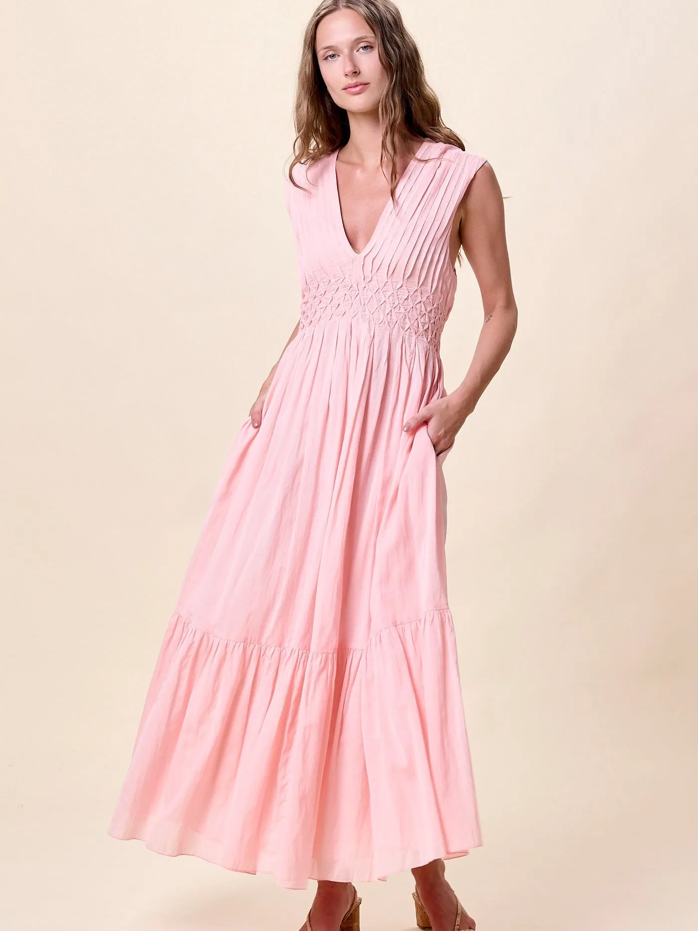 Suzanne Maxi Dress in Mellow Rose sold by Beau & Ro