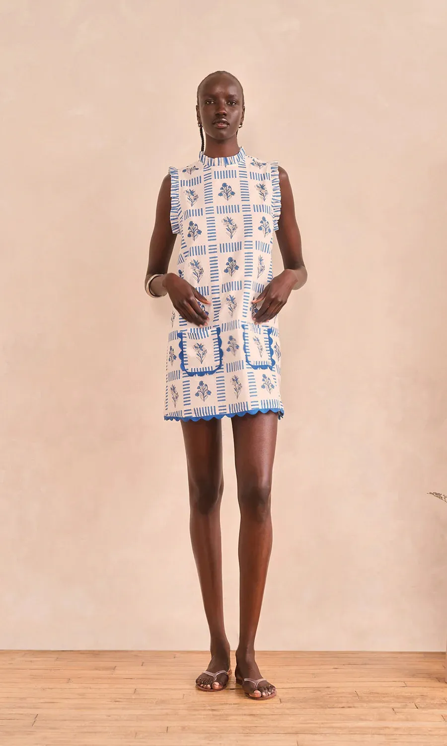 Wynnafred Grid Floral Block Print Mini Dress sold by Beau & Ro product image thumbnail 2