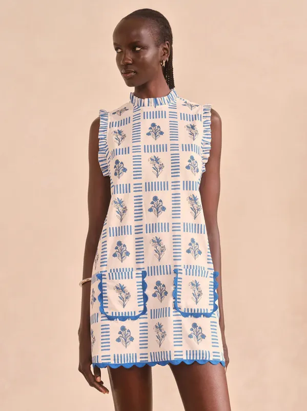 Wynnafred Grid Floral Block Print Mini Dress made by SAYLOR