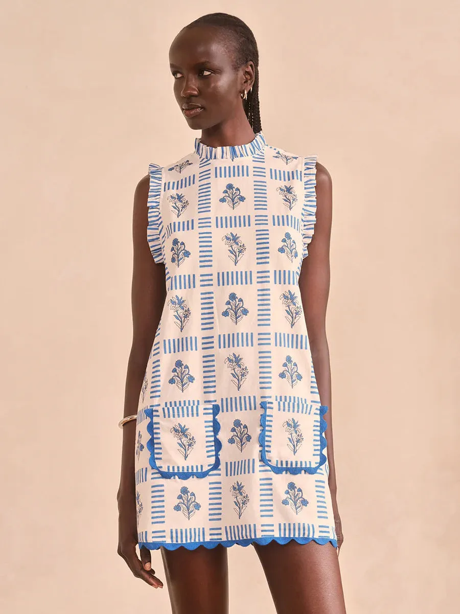 Wynnafred Grid Floral Block Print Mini Dress sold by Beau & Ro