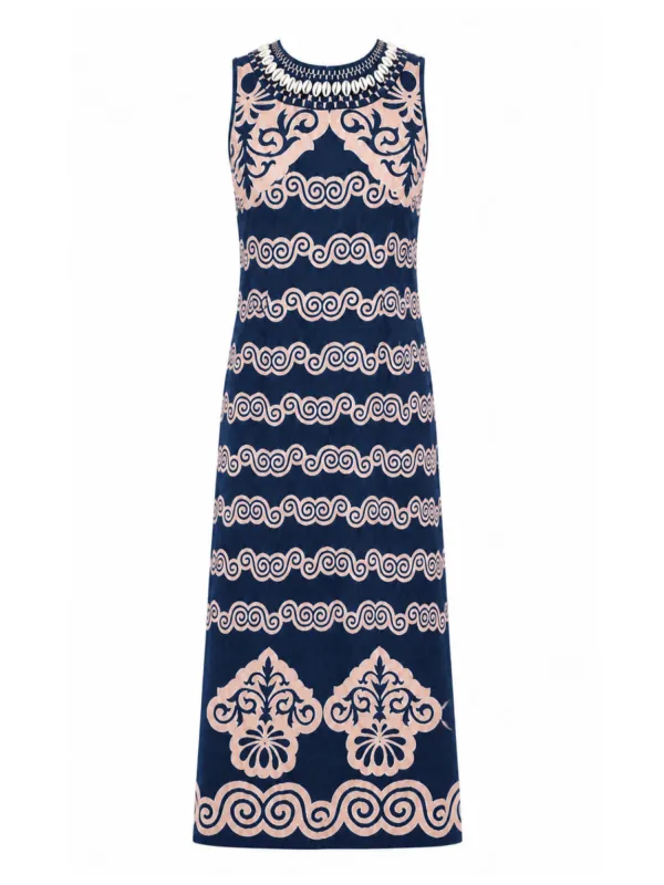 Josie Midi Dress in Navy Seawall made by Anna Cate