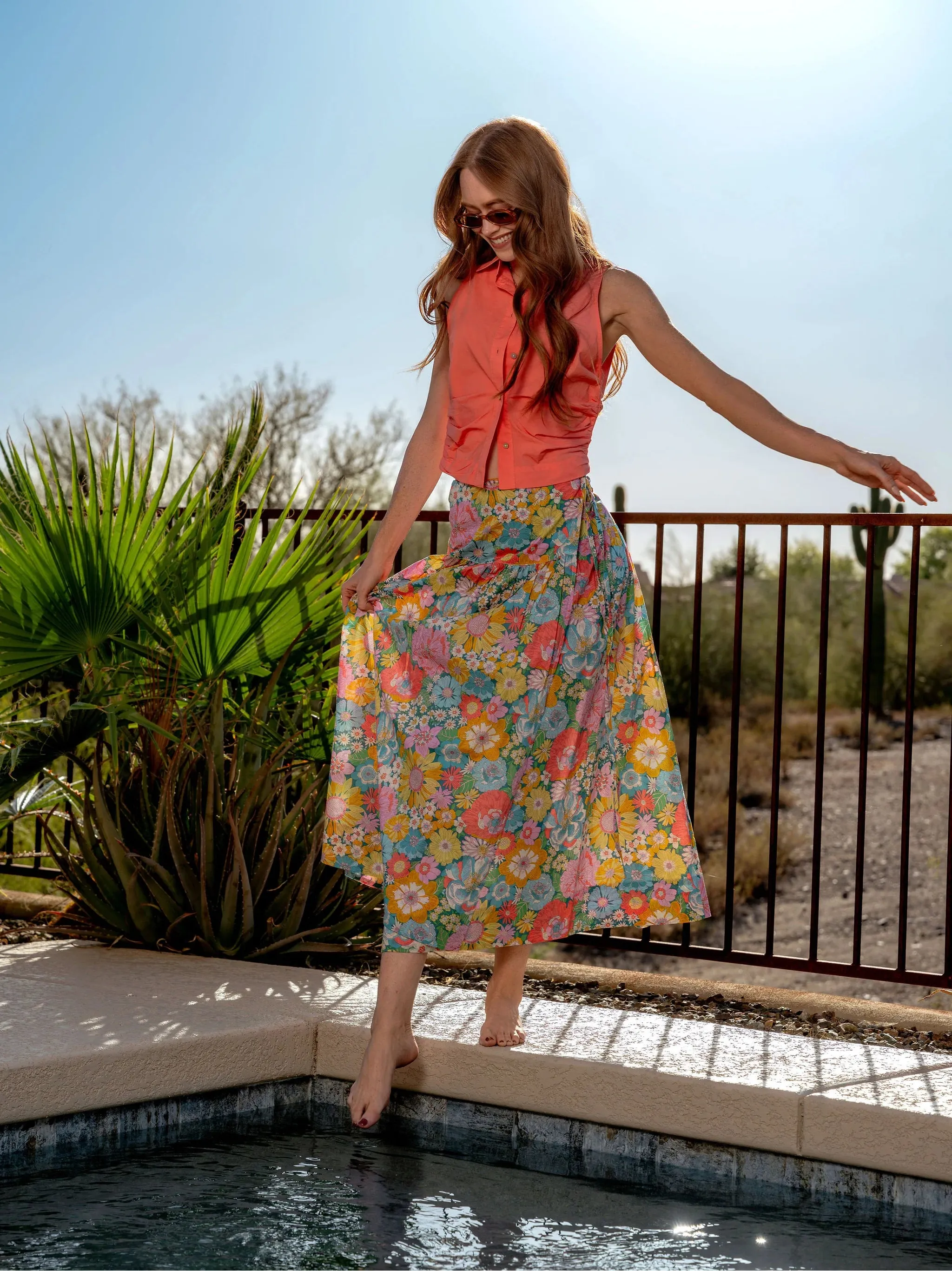 Taylor Wrap Skirt in Summers In The Sun 2 Liberty Print sold by Beau & Ro
