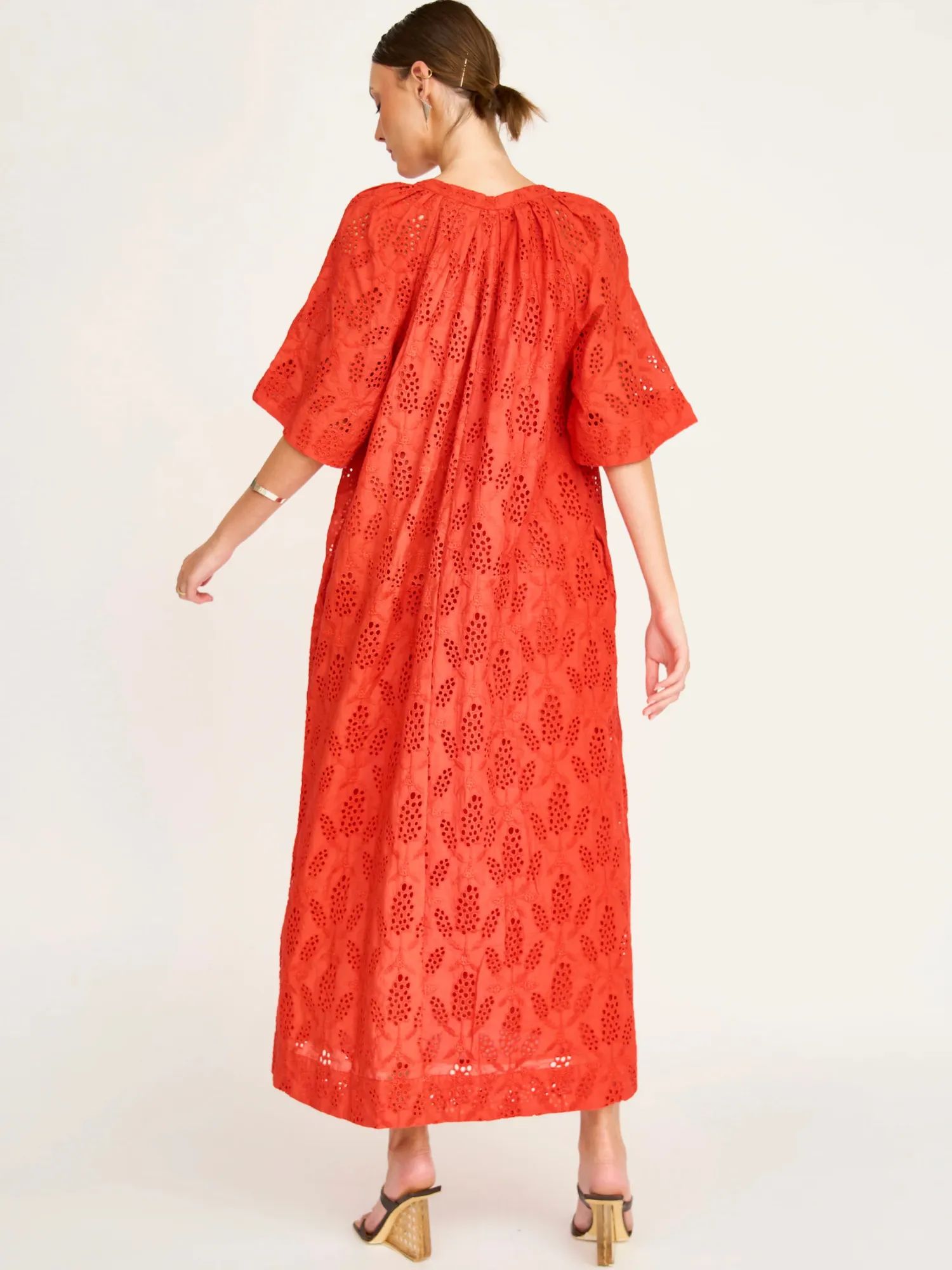 Somerset Dress in Chili Hyacinth Eyelet sold by Beau & Ro product image thumbnail 4