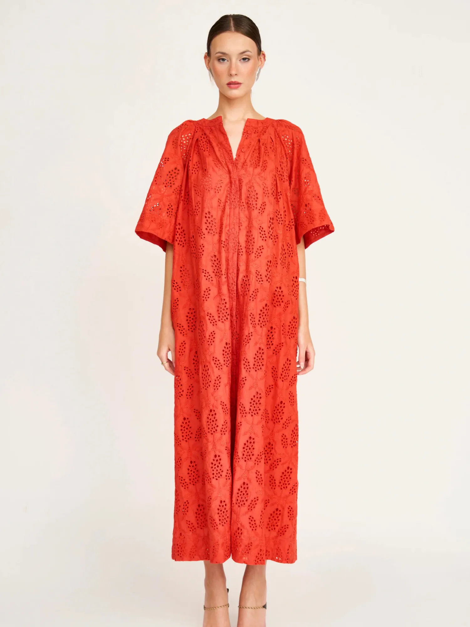 Somerset Dress in Chili Hyacinth Eyelet sold by Beau & Ro product image thumbnail 5