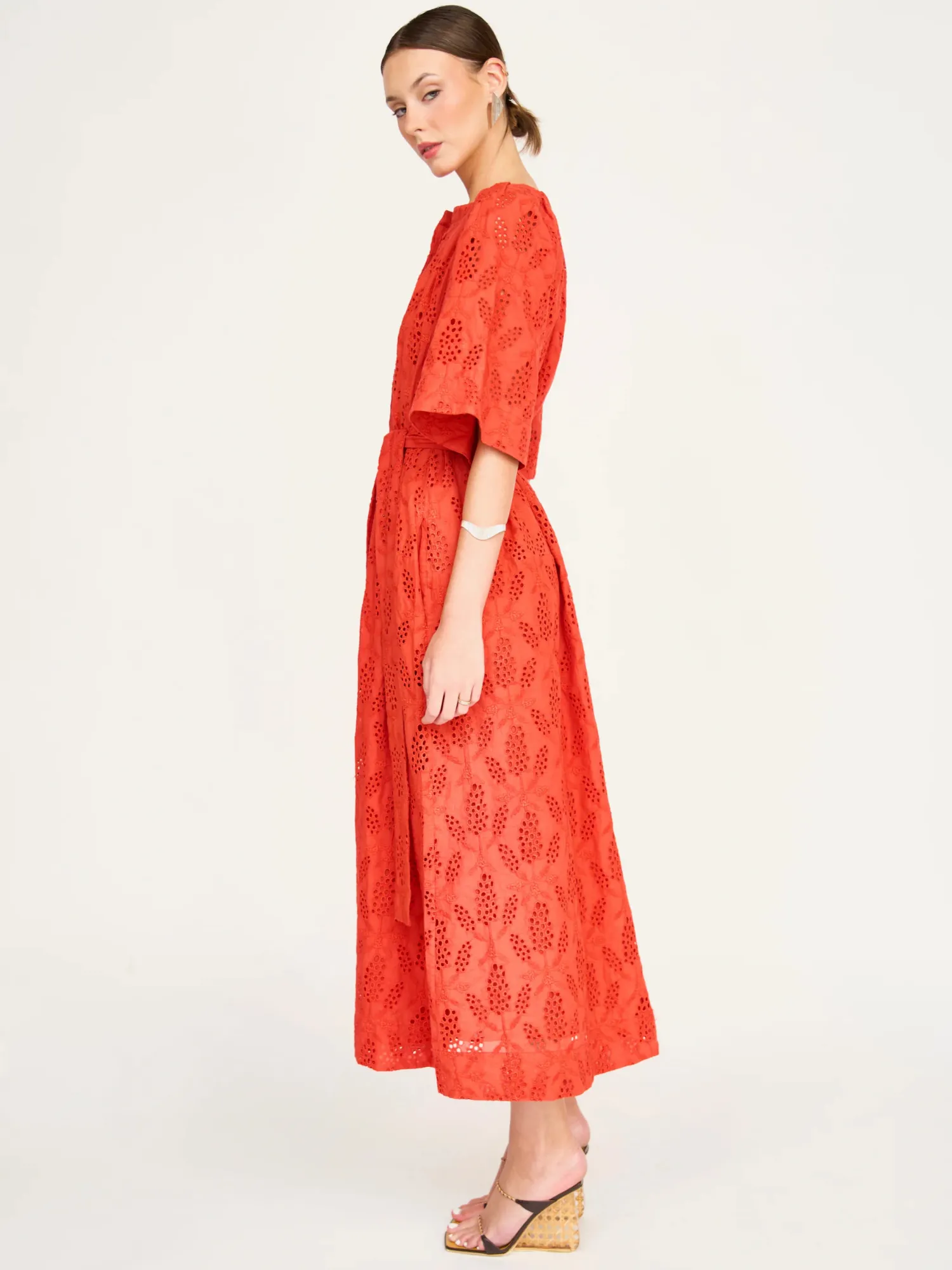 Somerset Dress in Chili Hyacinth Eyelet sold by Beau & Ro product image thumbnail 3