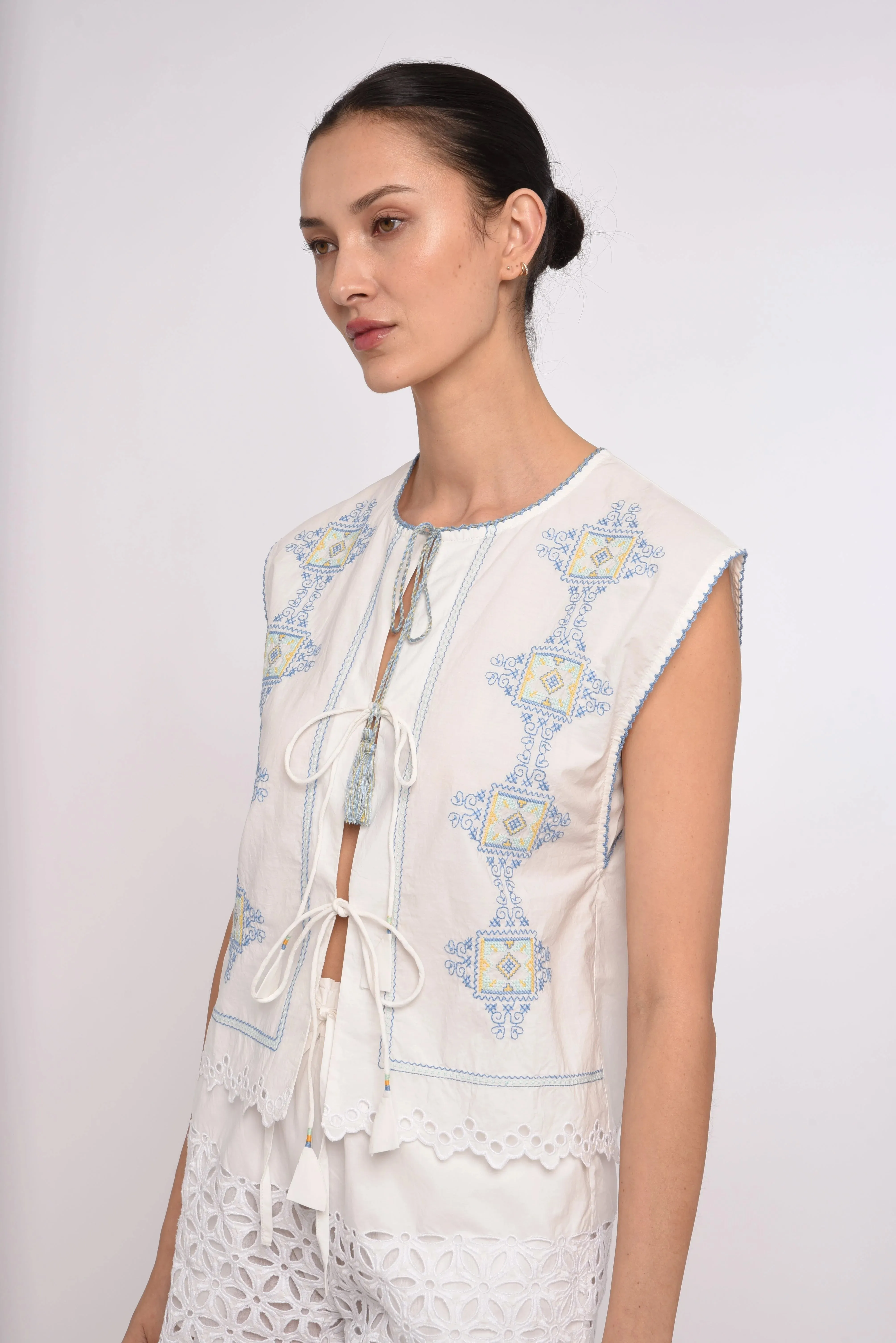 Leona Top in Lydian Embroidery sold by Beau & Ro product image thumbnail 3