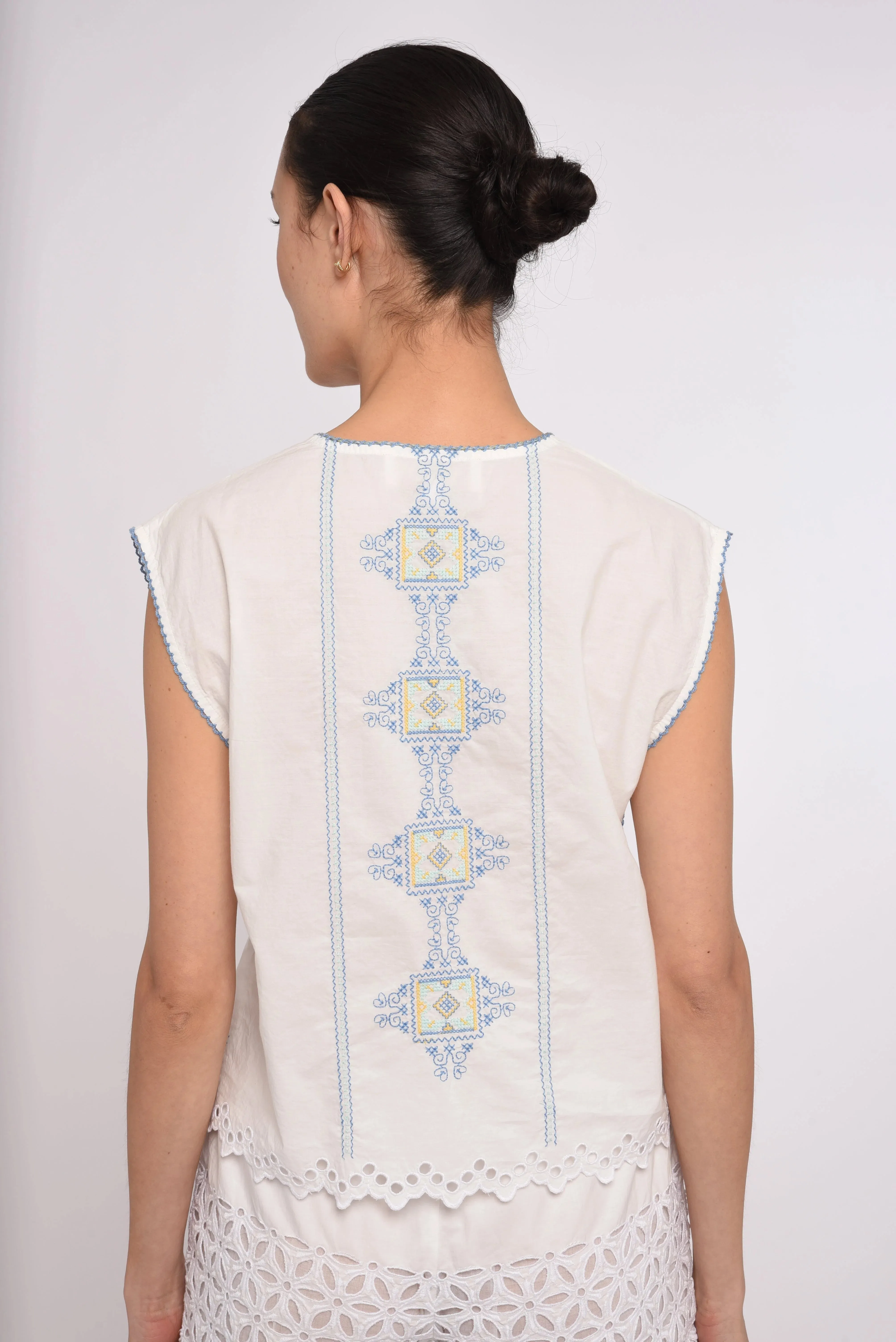 Leona Top in Lydian Embroidery sold by Beau & Ro product image thumbnail 4