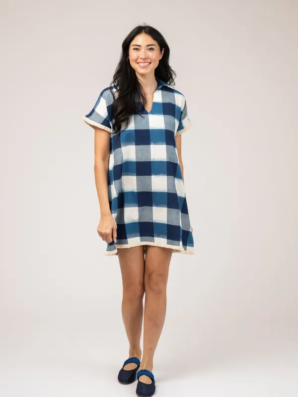 The Beach Tunic | Navy Check Ikat made by Beau & Ro