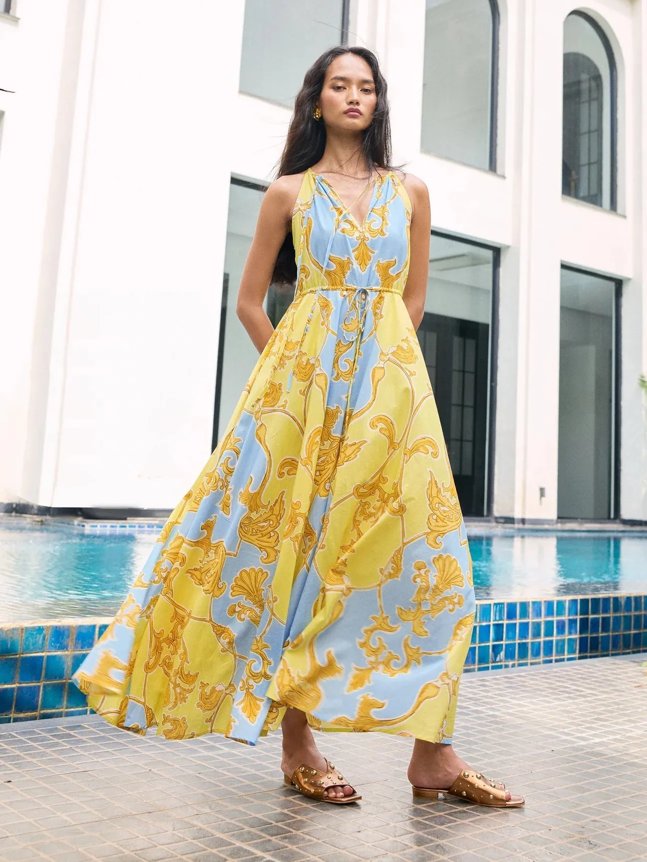 Marina Dress in Sirens Sky sold by Beau & Ro