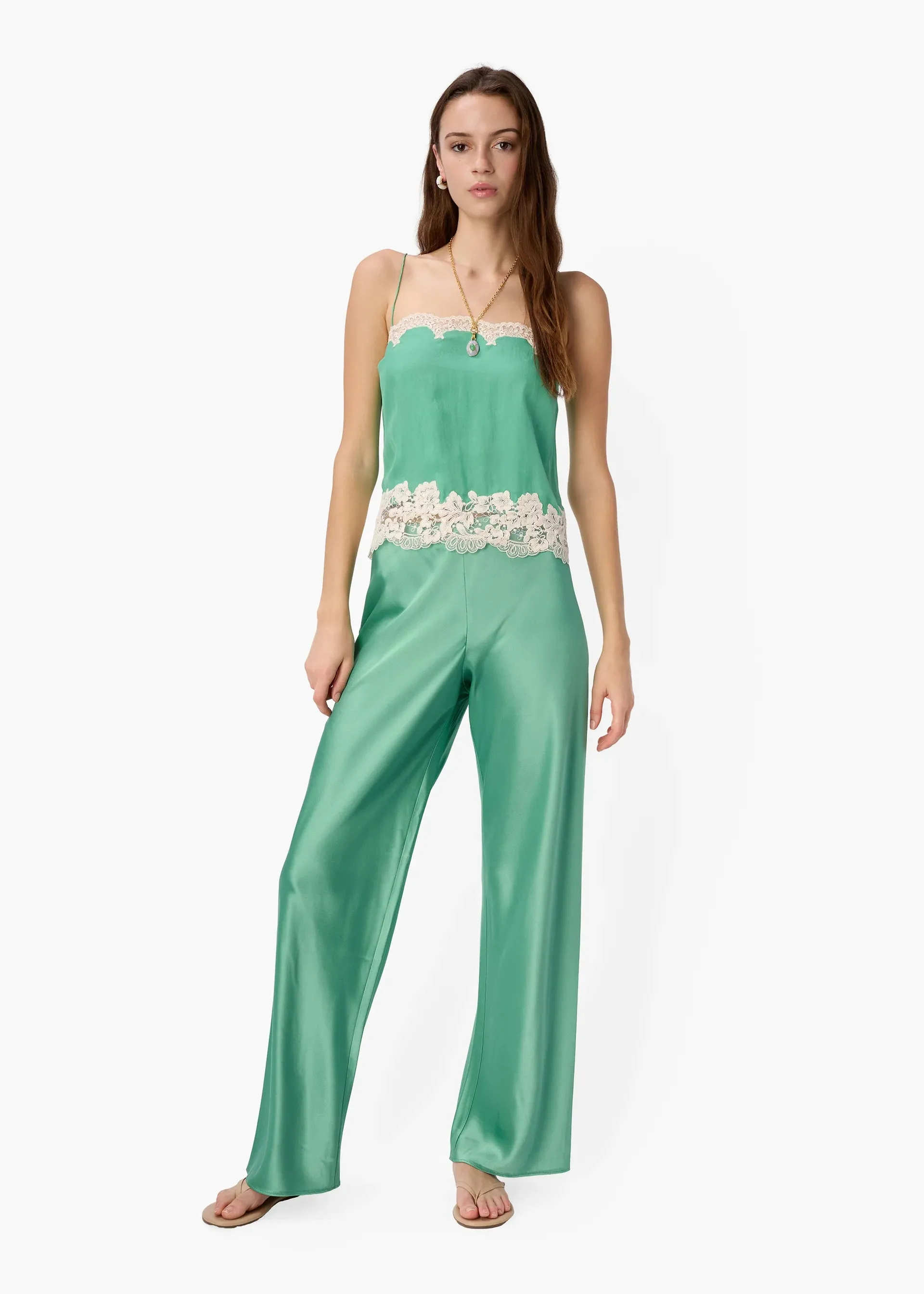 Maiya Silk Camisole in Meadow sold by Beau & Ro product image thumbnail 3