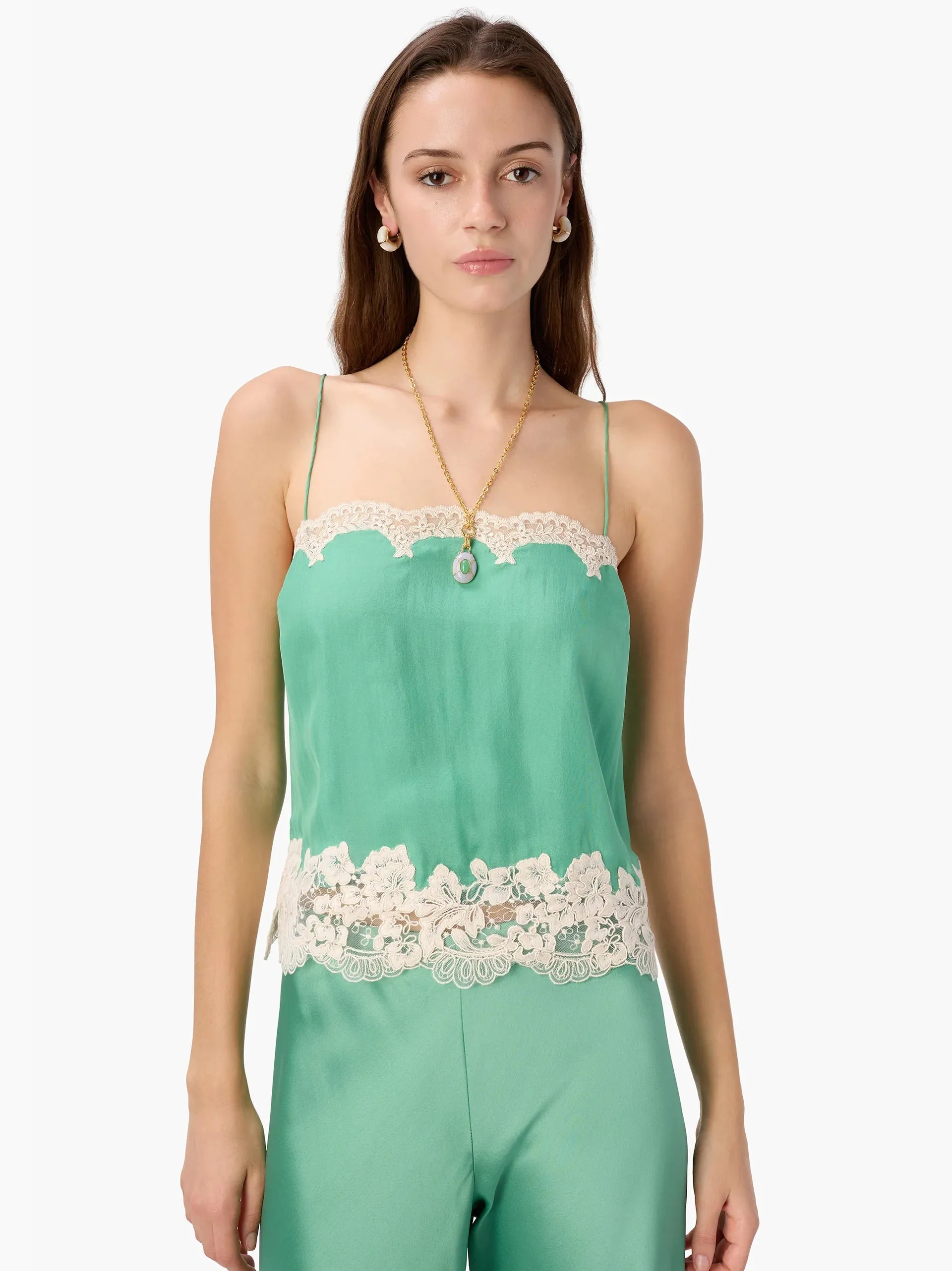 Maiya Silk Camisole in Meadow sold by Beau & Ro