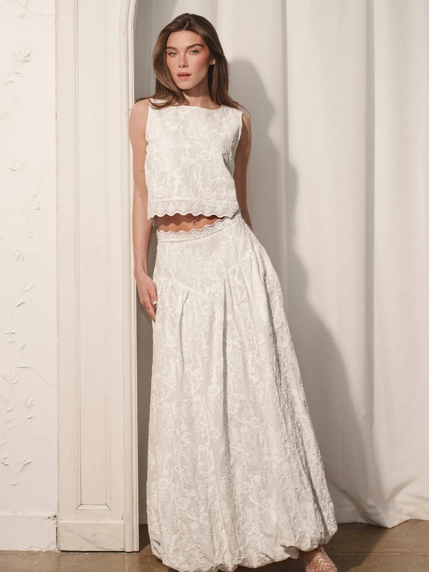 Eyelit Bubble Maxi Skirt sold by Beau & Ro