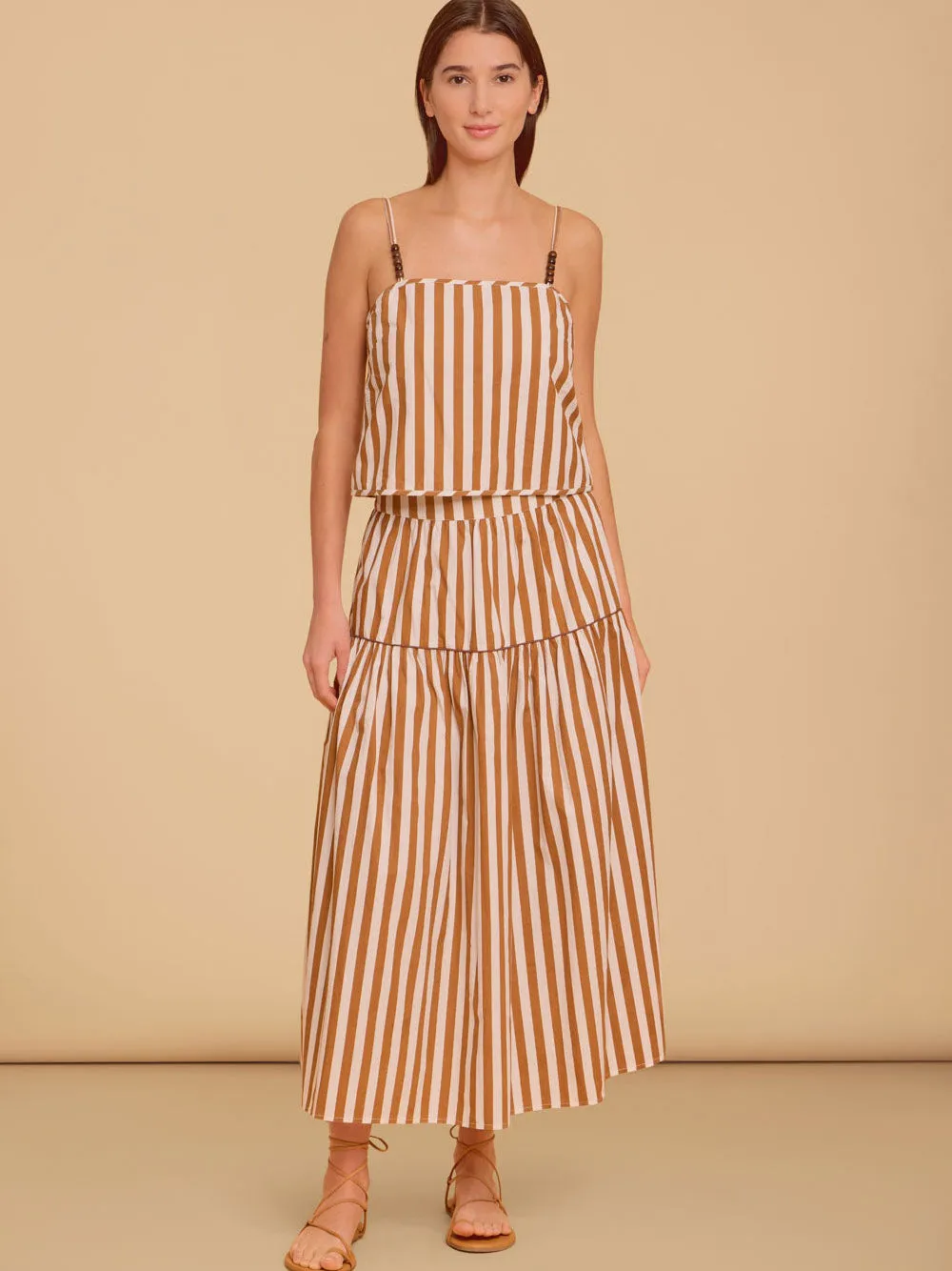 Quinn Skirt in Tuck Stripes sold by Beau & Ro