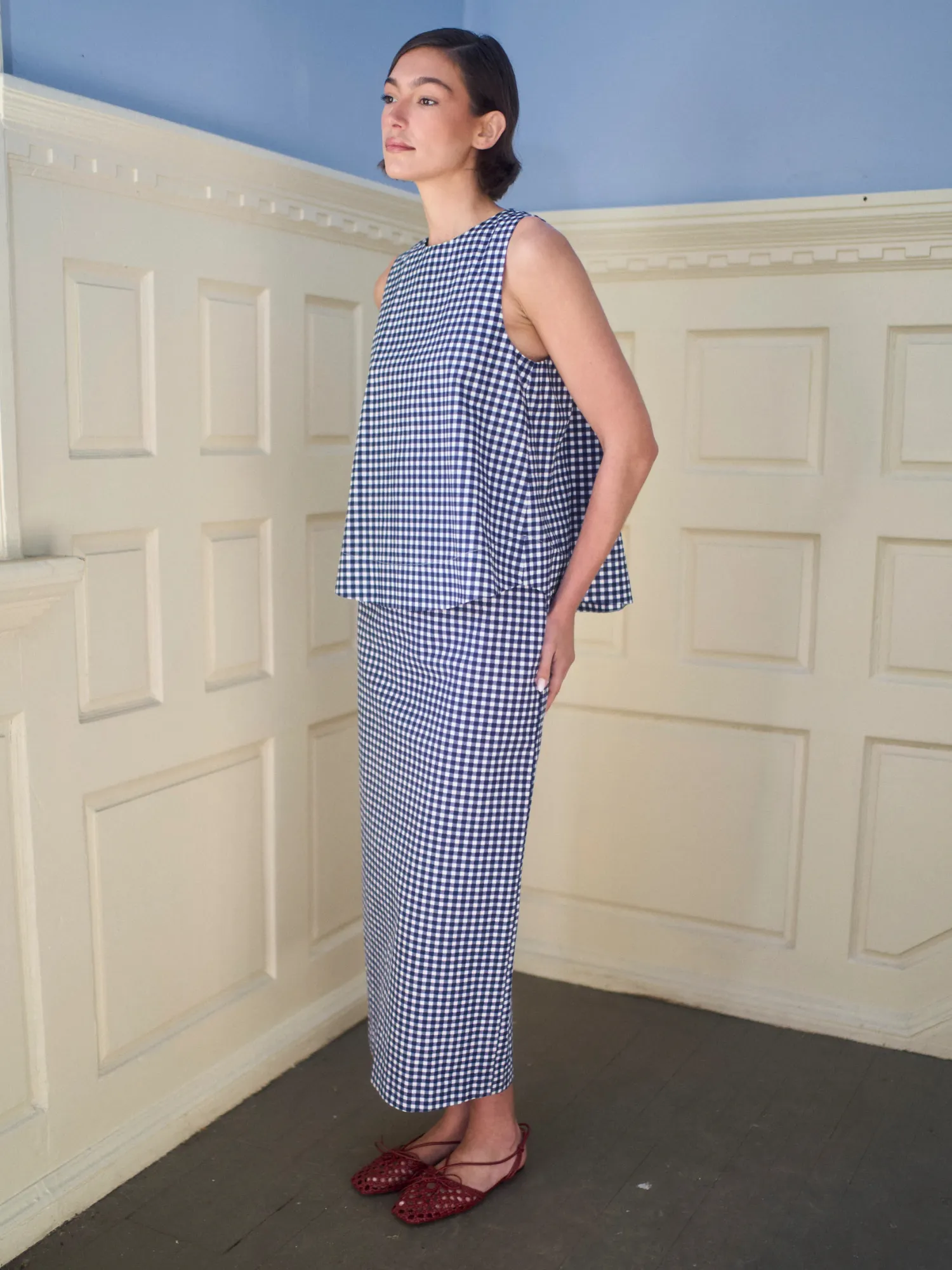 The Touquet Top in Navy Gingham sold by Beau & Ro product image thumbnail 5