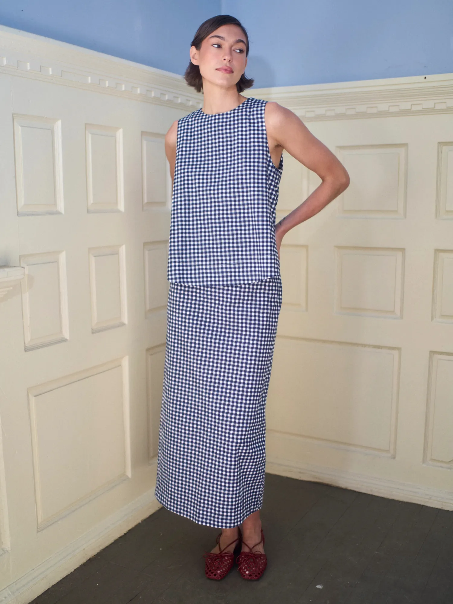 The Touquet Top in Navy Gingham sold by Beau & Ro product image thumbnail 2