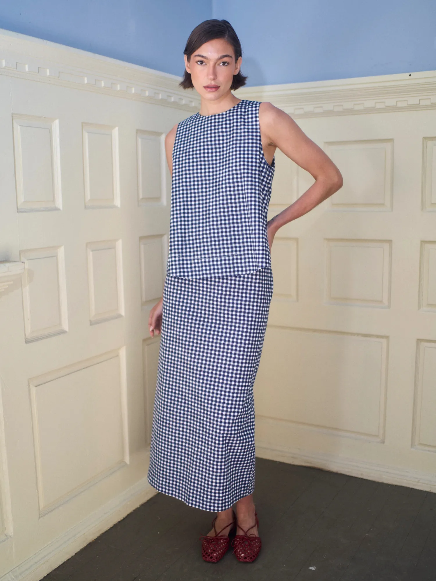 The Touquet Top in Navy Gingham sold by Beau & Ro product image thumbnail 3