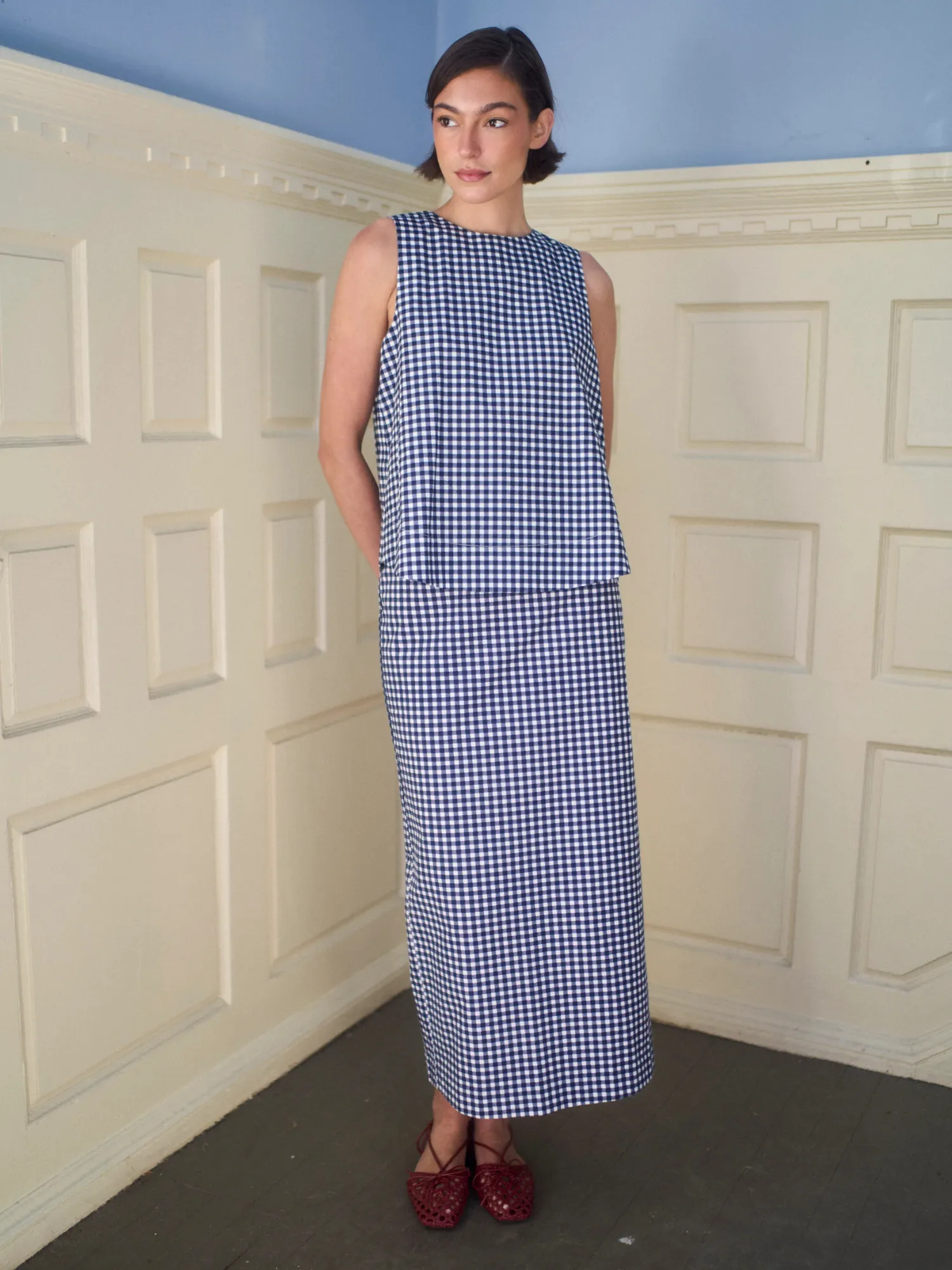 The Touquet Top in Navy Gingham sold by Beau & Ro product image thumbnail 4