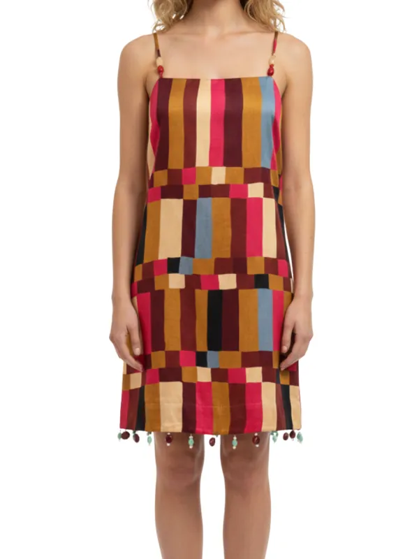 Harper Dress in Autumn Stripe made by Anna Cate