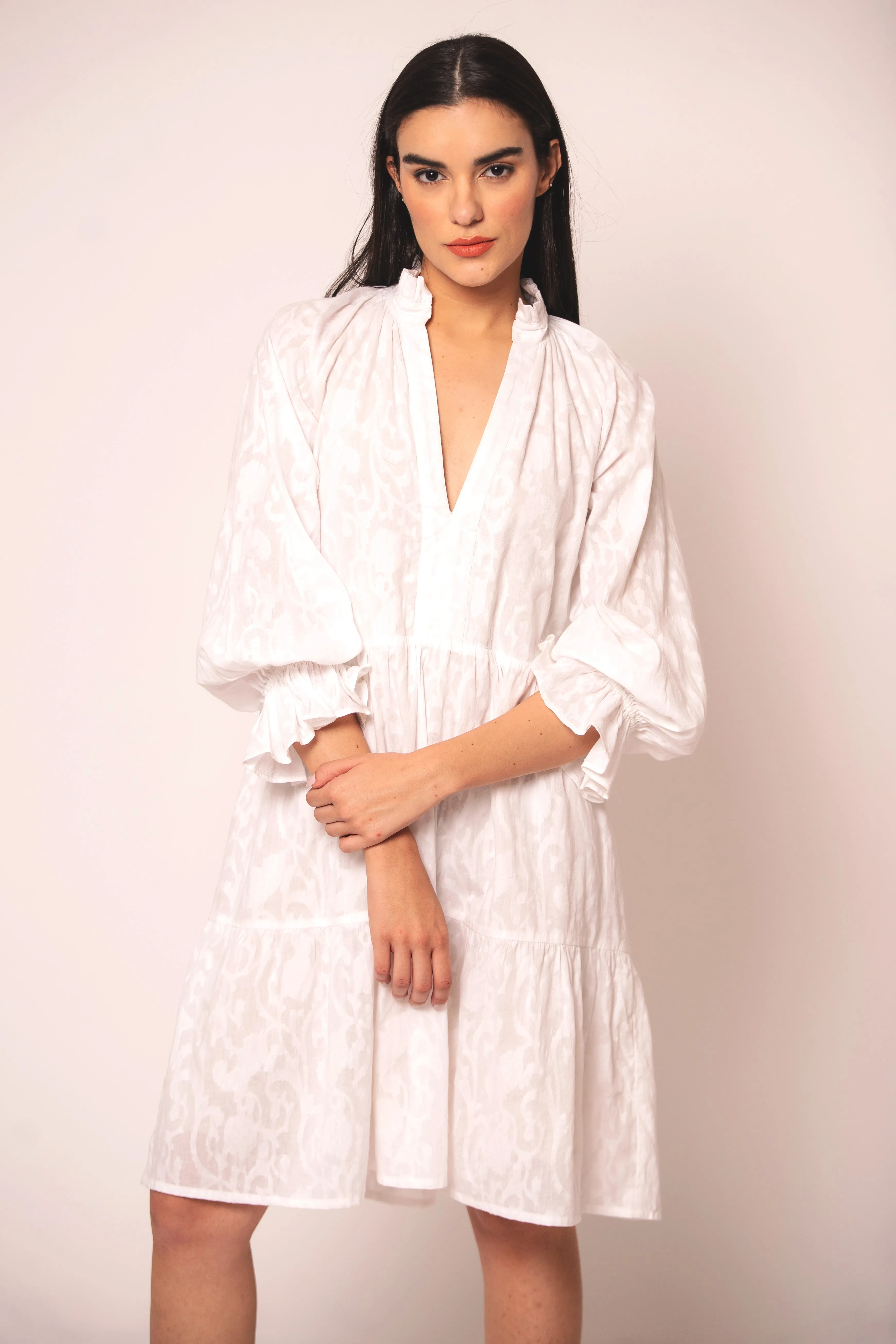 Juliet Dress in Jacquard White sold by Beau & Ro product image thumbnail 3