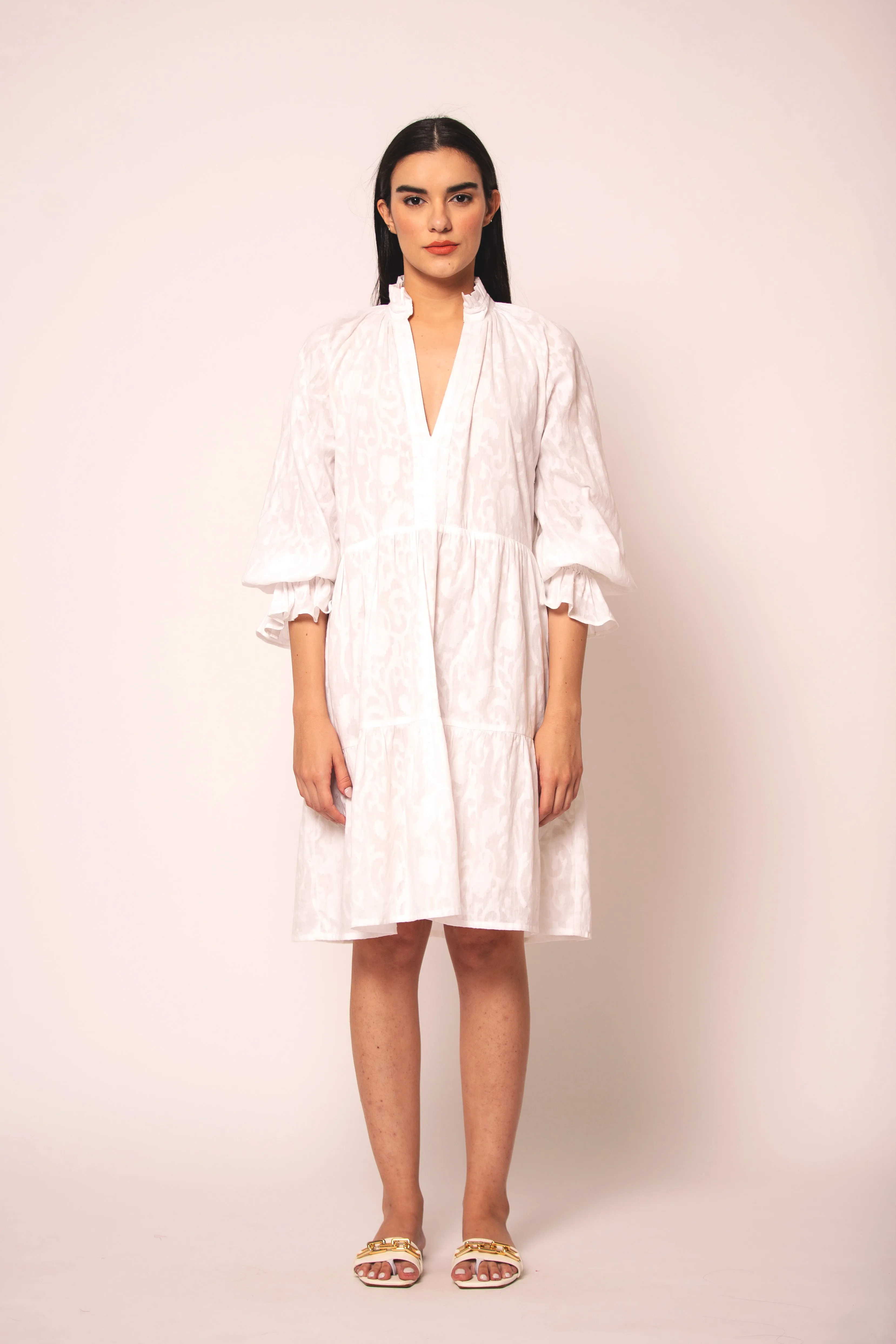 Juliet Dress in Jacquard White sold by Beau & Ro product image thumbnail 2