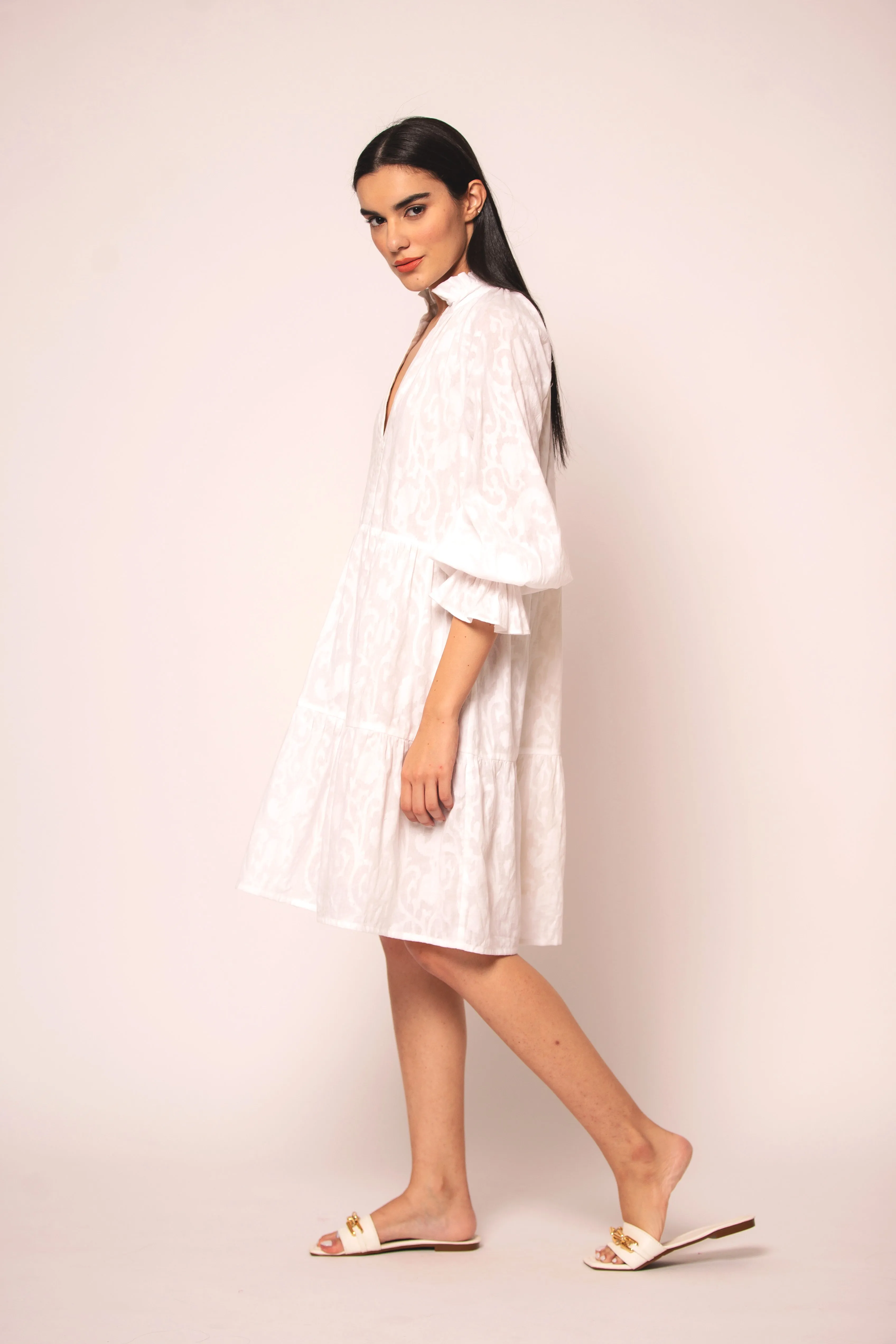 Juliet Dress in Jacquard White sold by Beau & Ro product image thumbnail 4
