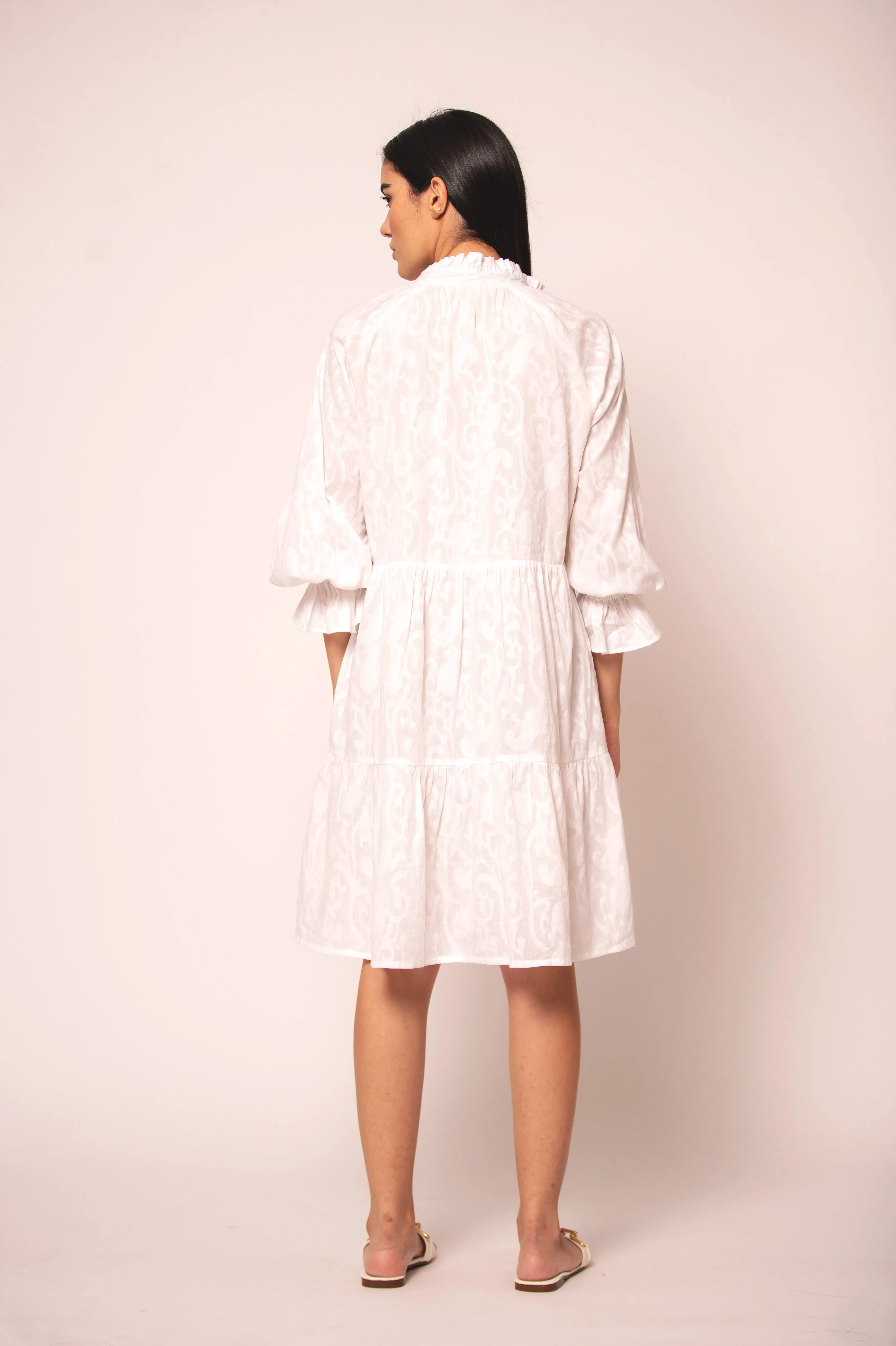Juliet Dress in Jacquard White sold by Beau & Ro product image thumbnail 5