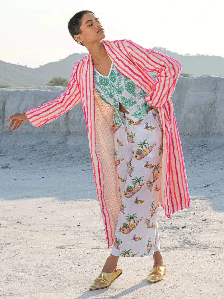 Angelica Blouse in White/ Green Ornament Embroidery sold by Beau & Ro product image thumbnail 4