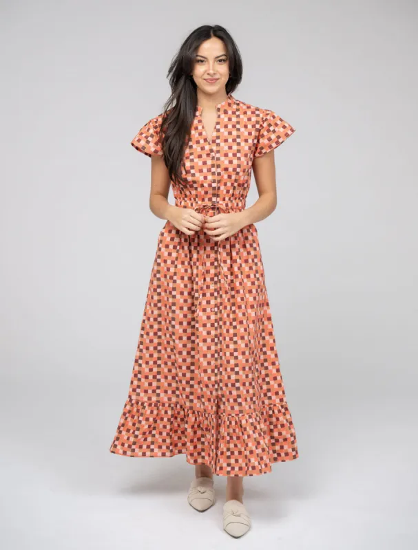 The Flutter Midi Dress | Pink Blocks sold by Beau & Ro