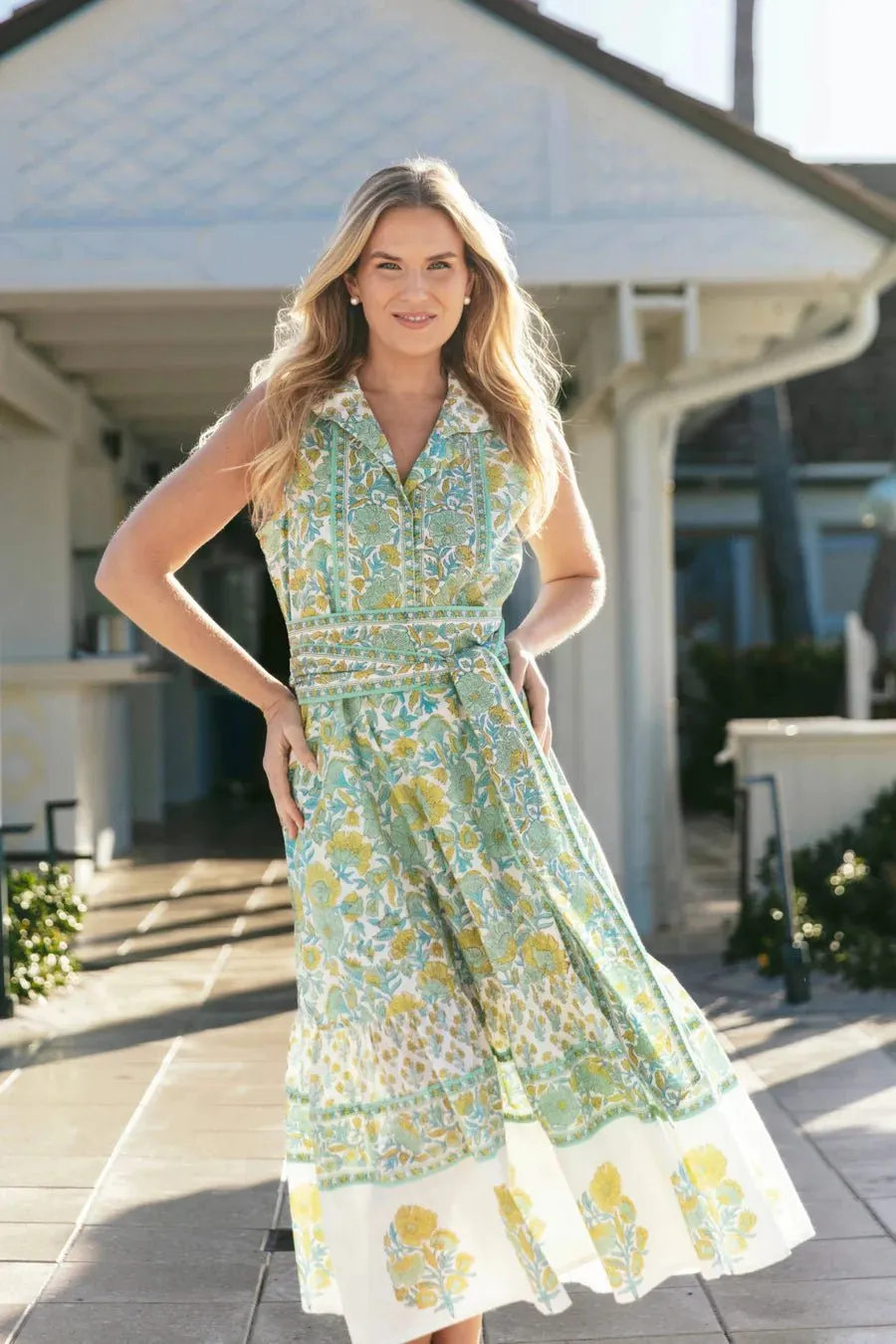 Sleeveless Flounce in Seafoam / Powder Vintage Poppy sold by Beau & Ro product image thumbnail 3