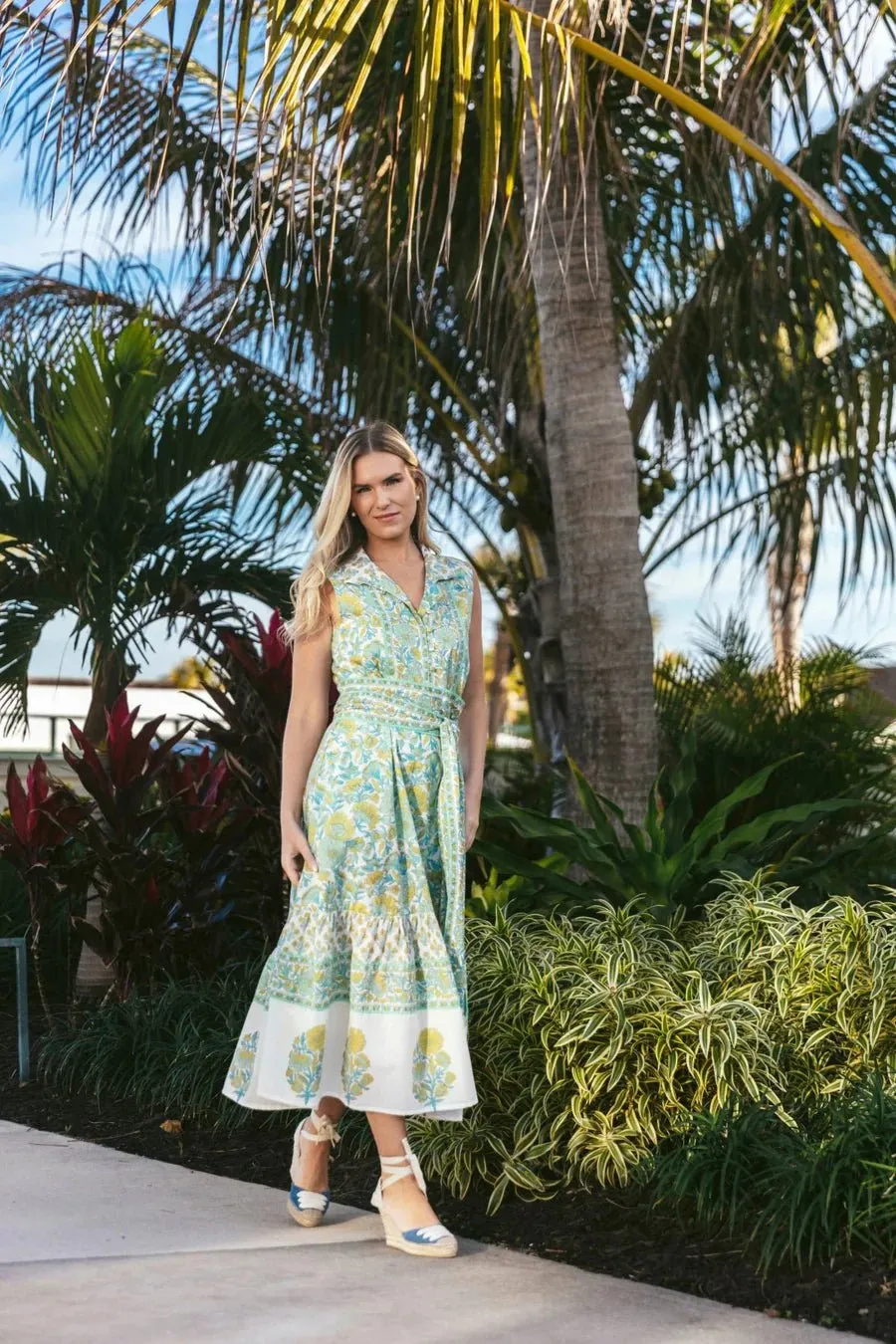 Sleeveless Flounce in Seafoam / Powder Vintage Poppy sold by Beau & Ro product image thumbnail 4