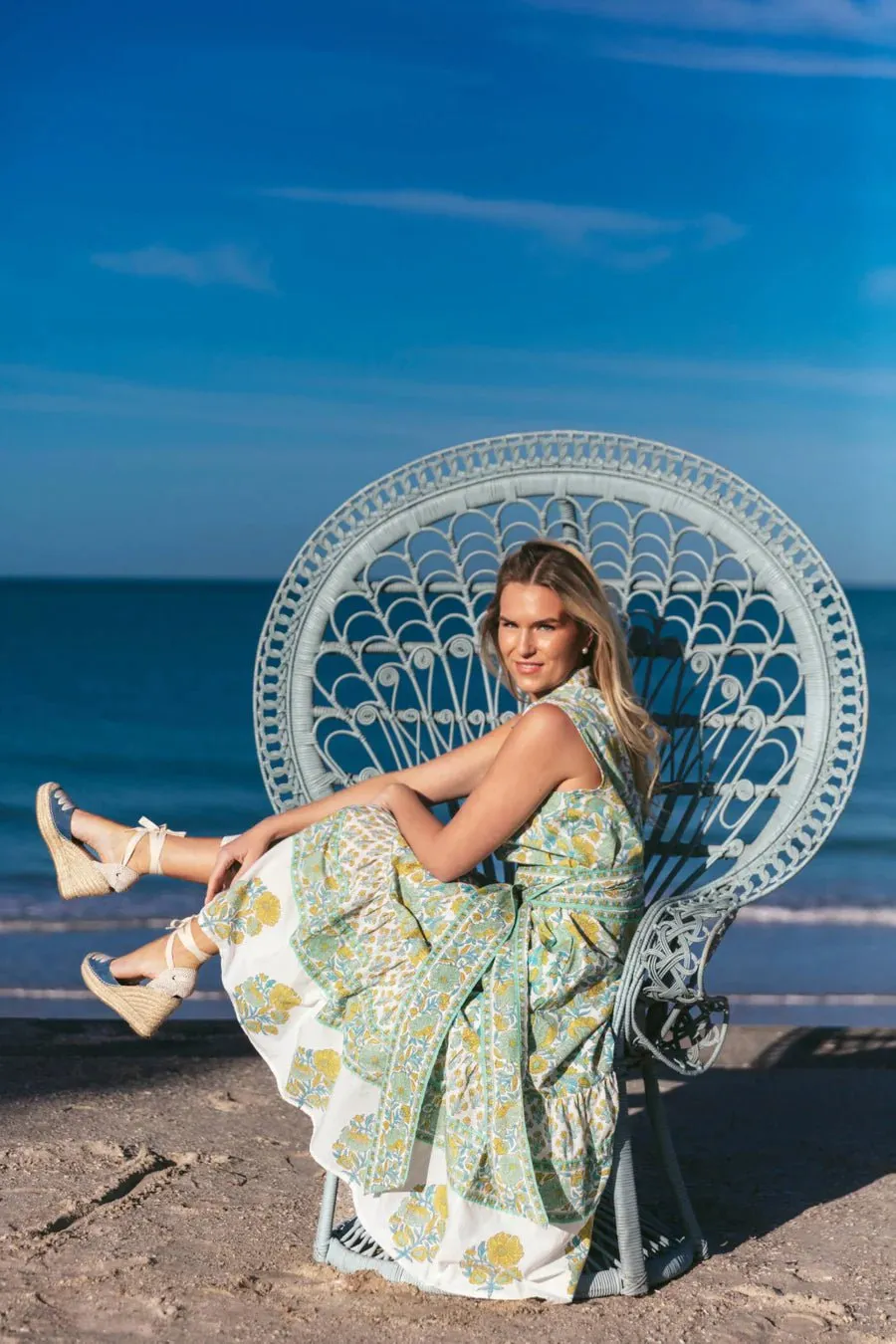 Sleeveless Flounce in Seafoam / Powder Vintage Poppy sold by Beau & Ro product image thumbnail 2