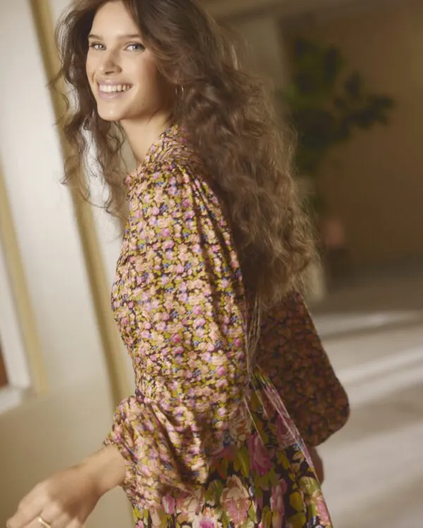 Soft Twill Shirt Dress in Autumn Flowers Combo sold by Beau & Ro product image thumbnail 3