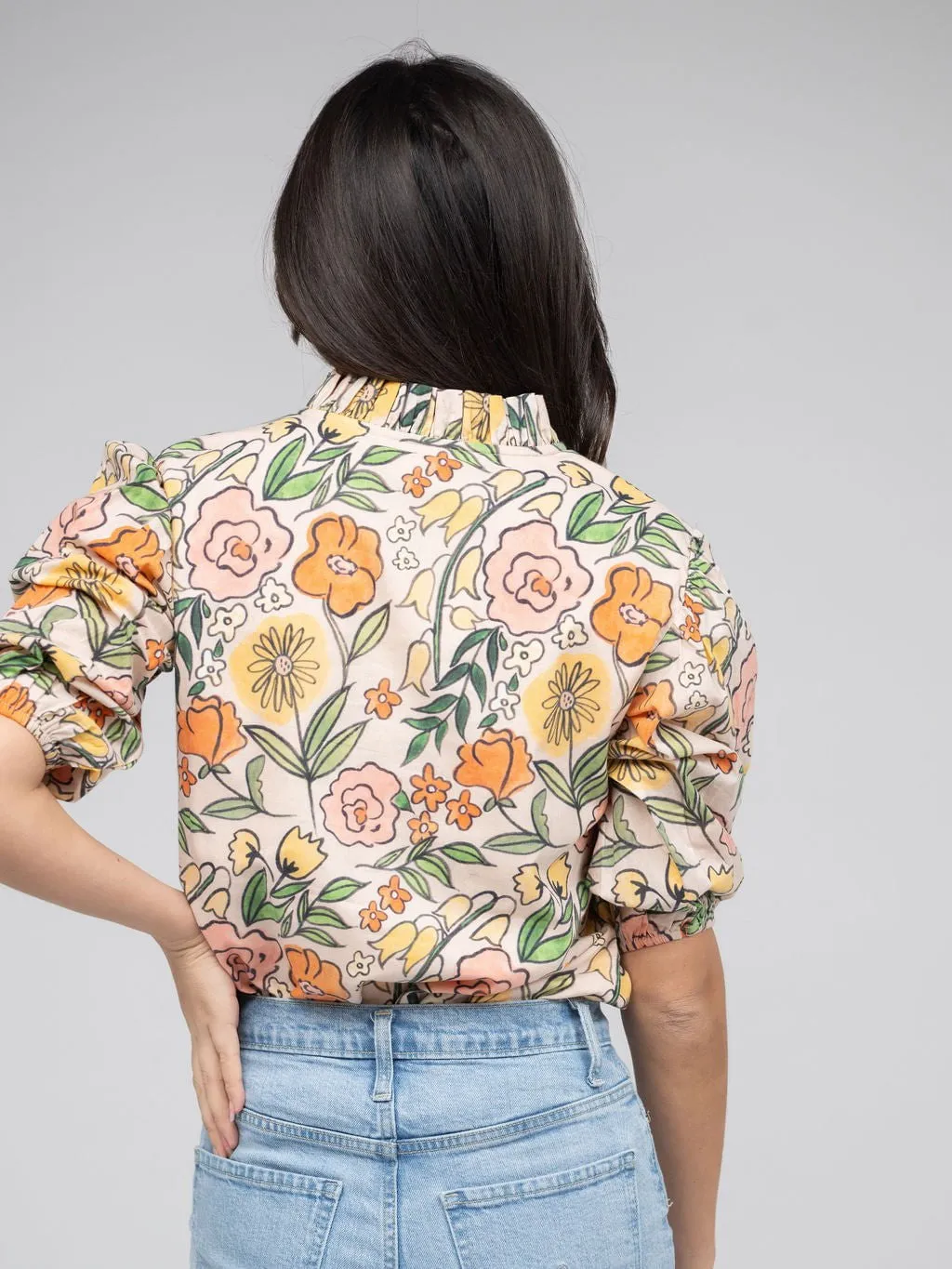 The Lily Top | Beige Fall Garden sold by Beau & Ro product image thumbnail 3