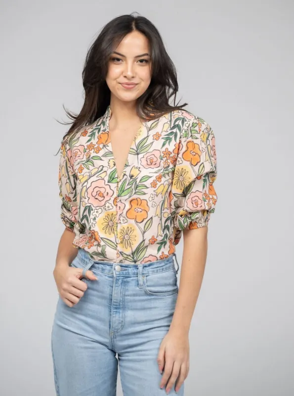 The Lily Top | Beige Fall Garden sold by Beau & Ro