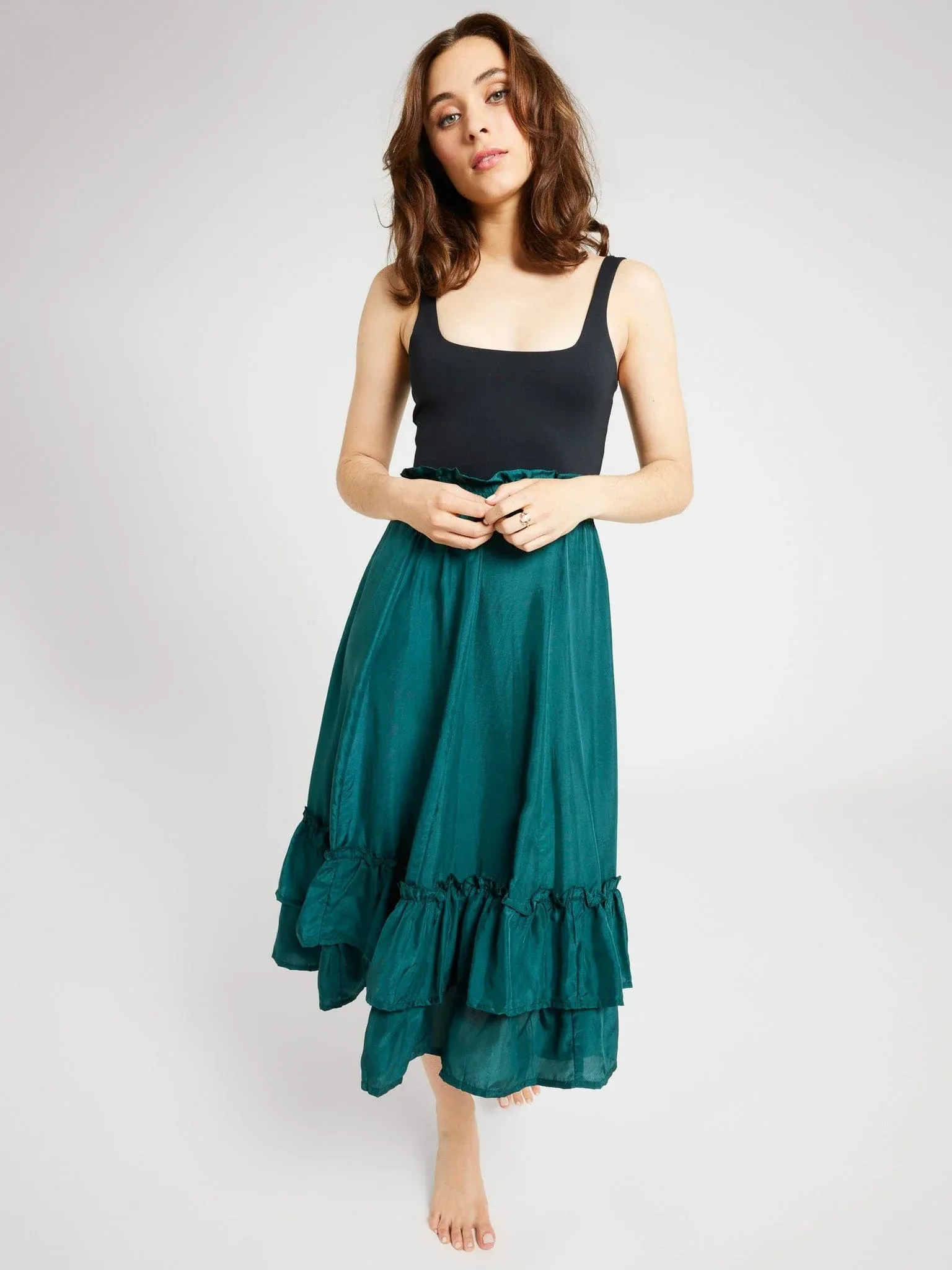 Rosalita Skirt in Emerald Silk sold by Beau & Ro product image thumbnail 2