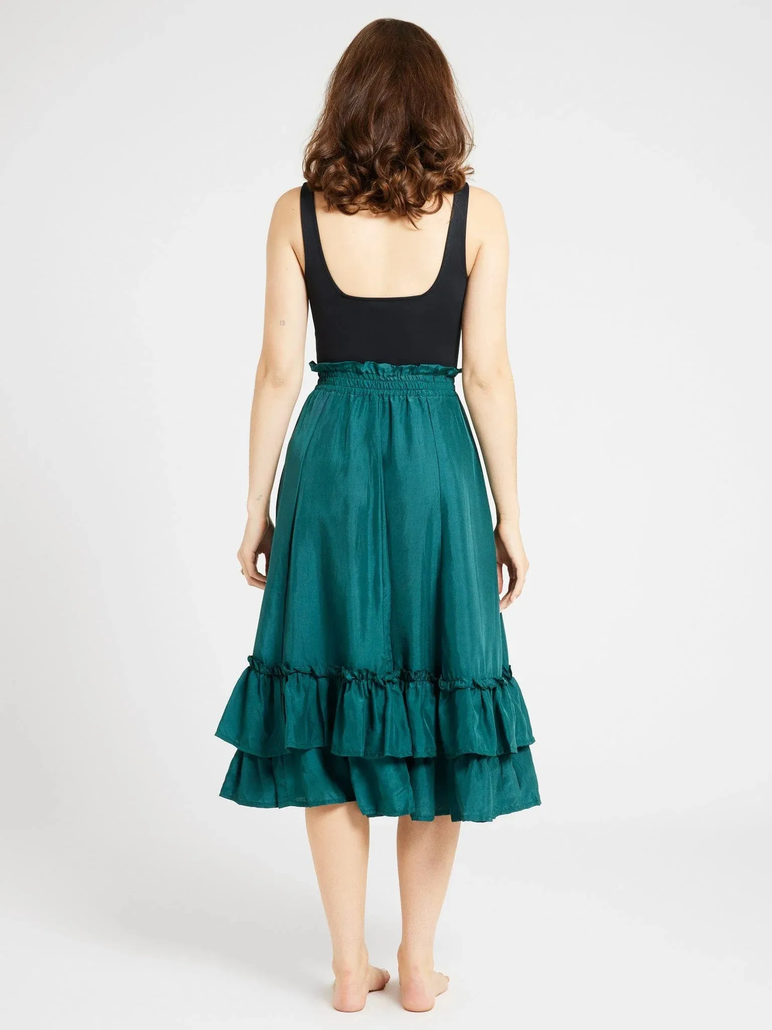 Rosalita Skirt in Emerald Silk sold by Beau & Ro product image thumbnail 5