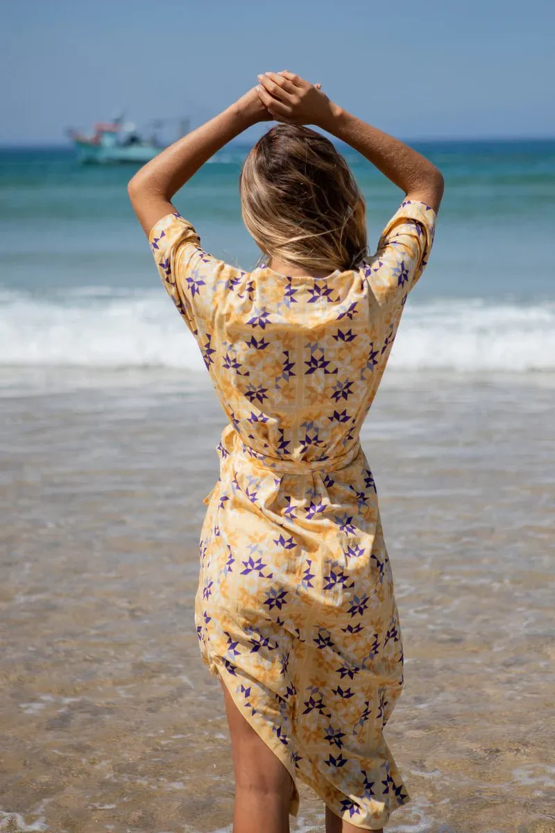 Bianca Wrap Kimono in Yellow Bird sold by Beau & Ro product image thumbnail 3