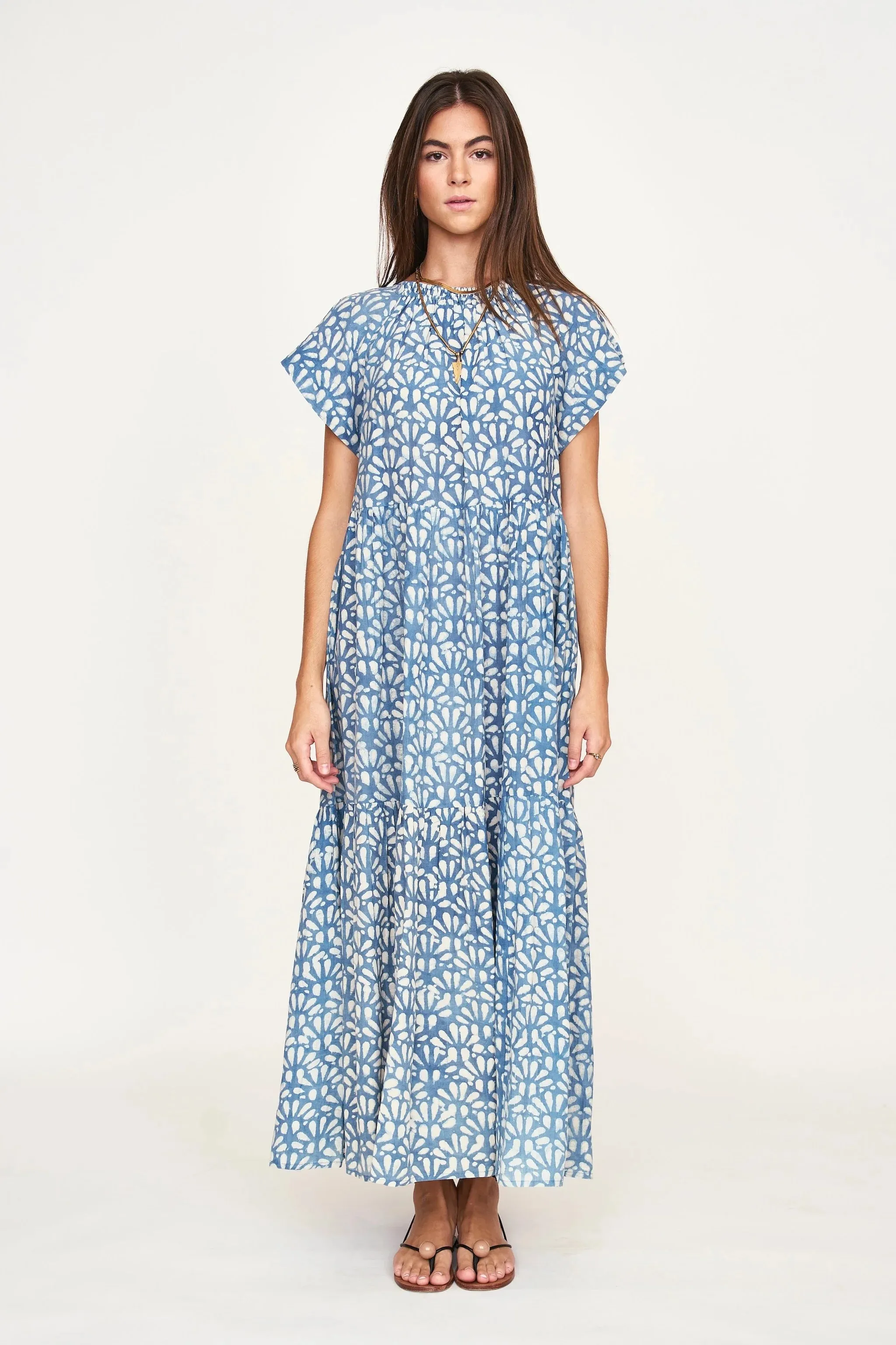 Vienna Maxi Dress in Indigo Trellis sold by Beau & Ro product image thumbnail 4
