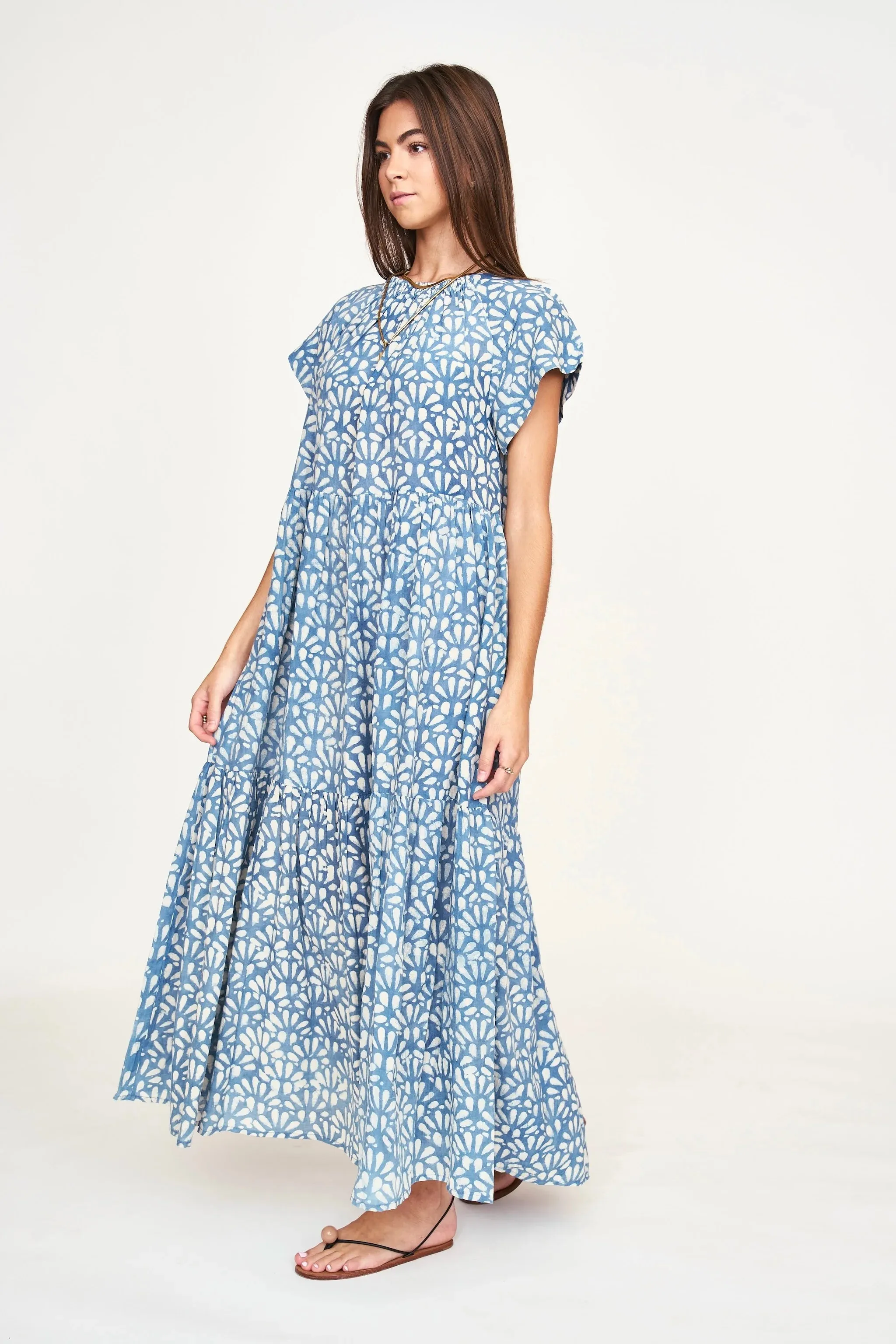 Vienna Maxi Dress in Indigo Trellis sold by Beau & Ro product image thumbnail 5