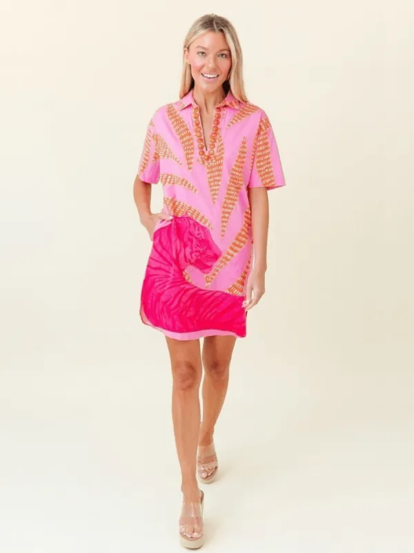 Rhodes Dress in Candy Pink Tigress sold by Beau & Ro