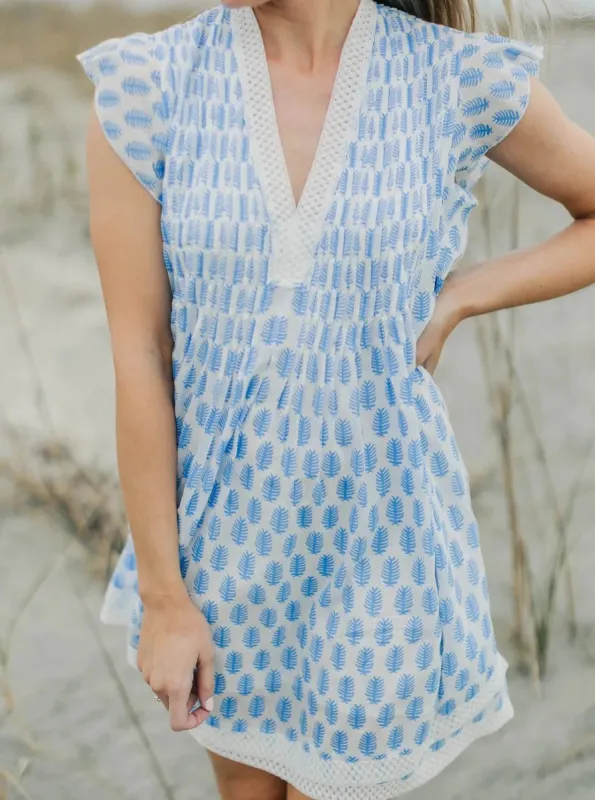 Eden Dress in Blue Leaf sold by Beau & Ro