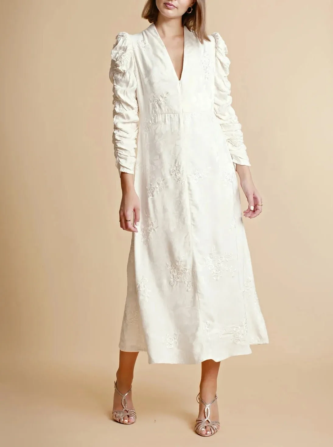 Jacquard V-Neck Dress in Vintage sold by Beau & Ro