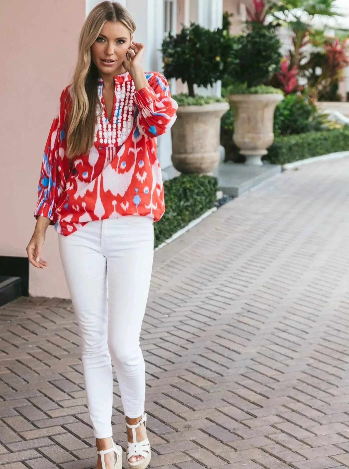 Olive Tunic in Firecracker Ikat sold by Beau & Ro product image thumbnail 3