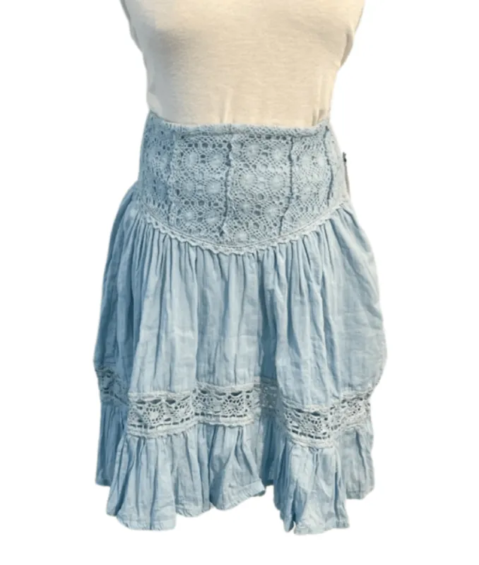 Break On Through Mini Skirt in Light Sky Blue sold by Beau & Ro