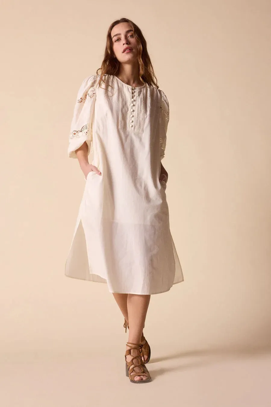 Tippi Shirt Dress in Porcelain sold by Beau & Ro product image thumbnail 2